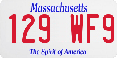 MA license plate 129WF9