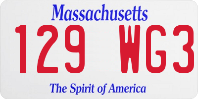 MA license plate 129WG3