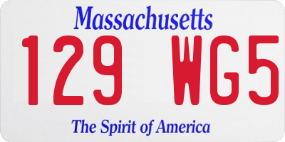 MA license plate 129WG5