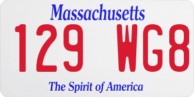 MA license plate 129WG8