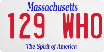 MA license plate 129WH0