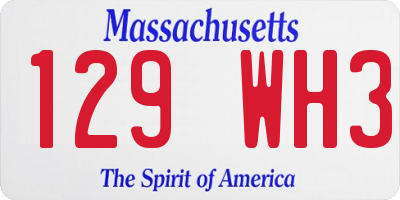 MA license plate 129WH3