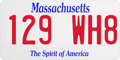 MA license plate 129WH8