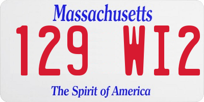 MA license plate 129WI2