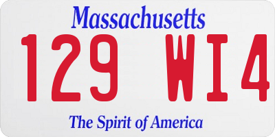 MA license plate 129WI4