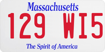 MA license plate 129WI5