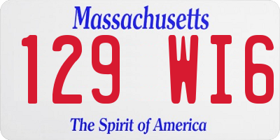 MA license plate 129WI6