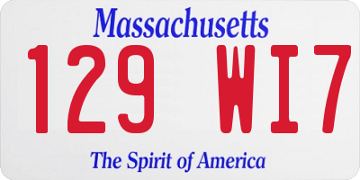 MA license plate 129WI7