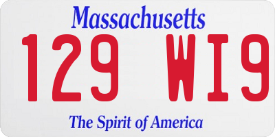 MA license plate 129WI9