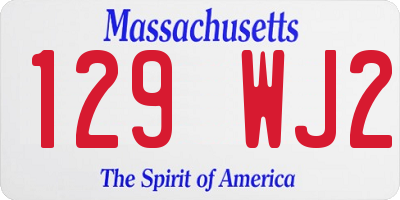 MA license plate 129WJ2