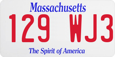 MA license plate 129WJ3