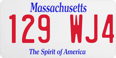 MA license plate 129WJ4