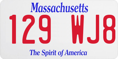 MA license plate 129WJ8