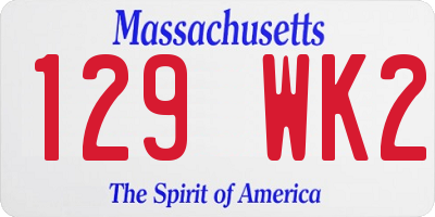 MA license plate 129WK2