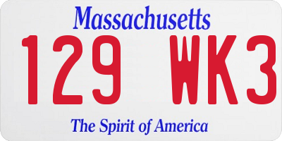 MA license plate 129WK3