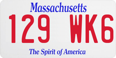 MA license plate 129WK6