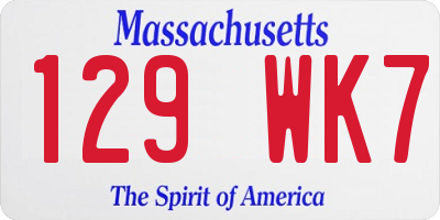 MA license plate 129WK7