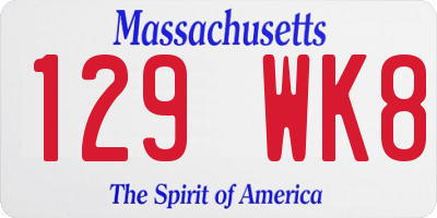 MA license plate 129WK8