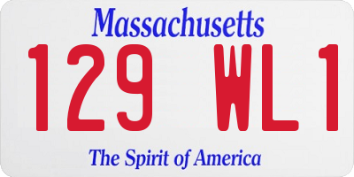 MA license plate 129WL1