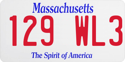 MA license plate 129WL3