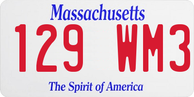 MA license plate 129WM3
