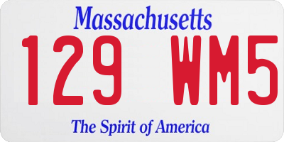 MA license plate 129WM5