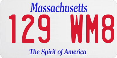 MA license plate 129WM8