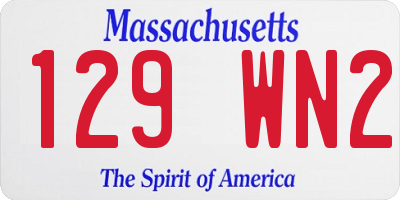 MA license plate 129WN2