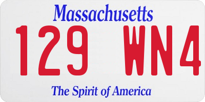 MA license plate 129WN4