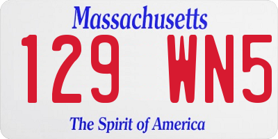 MA license plate 129WN5
