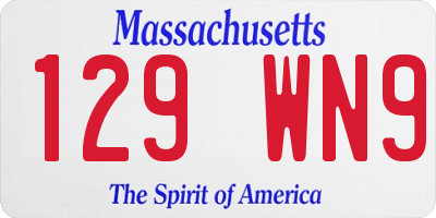 MA license plate 129WN9