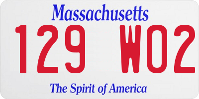 MA license plate 129WO2