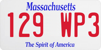 MA license plate 129WP3