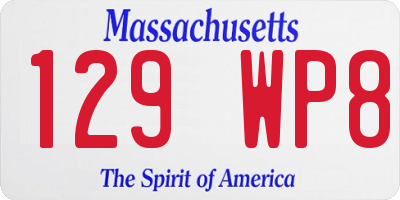 MA license plate 129WP8