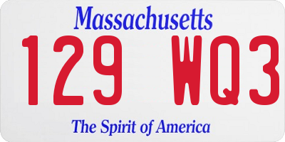 MA license plate 129WQ3