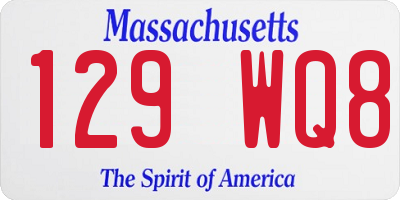MA license plate 129WQ8