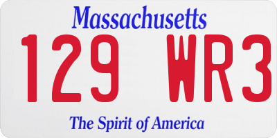 MA license plate 129WR3