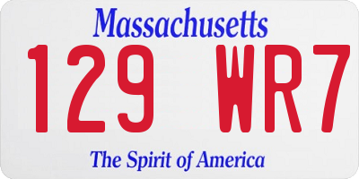 MA license plate 129WR7