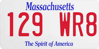 MA license plate 129WR8
