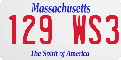 MA license plate 129WS3