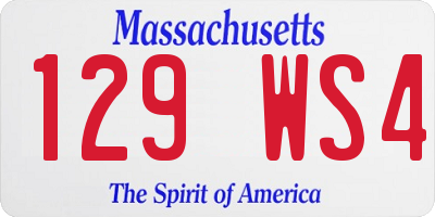 MA license plate 129WS4