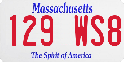 MA license plate 129WS8