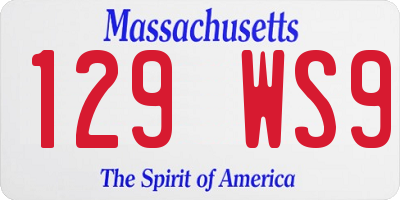 MA license plate 129WS9