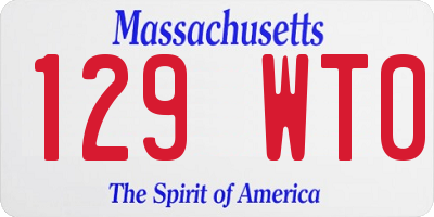 MA license plate 129WT0
