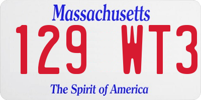 MA license plate 129WT3