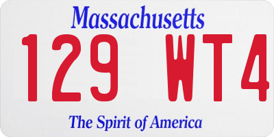 MA license plate 129WT4