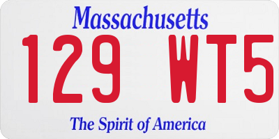 MA license plate 129WT5