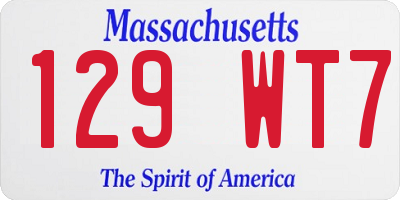 MA license plate 129WT7