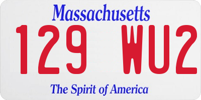 MA license plate 129WU2