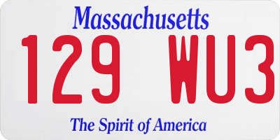 MA license plate 129WU3